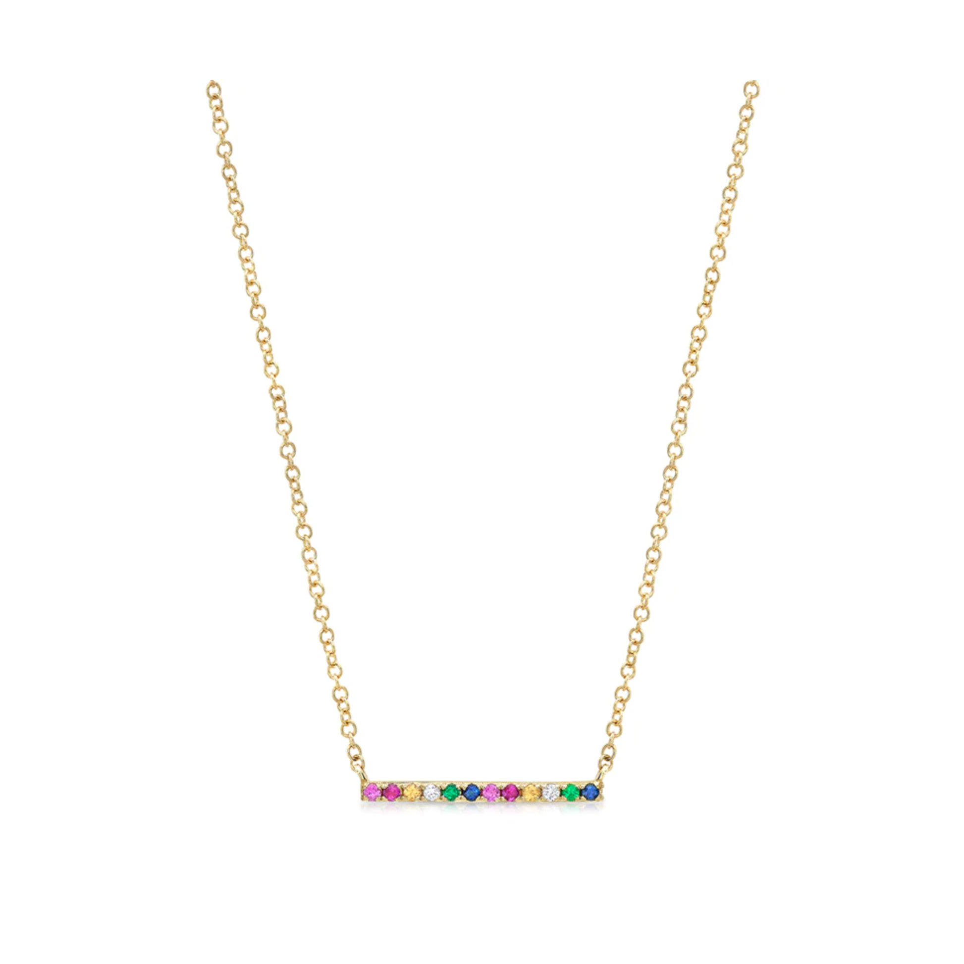 Mackenzie Rainbow Sapphire and Diamond Bar Necklace