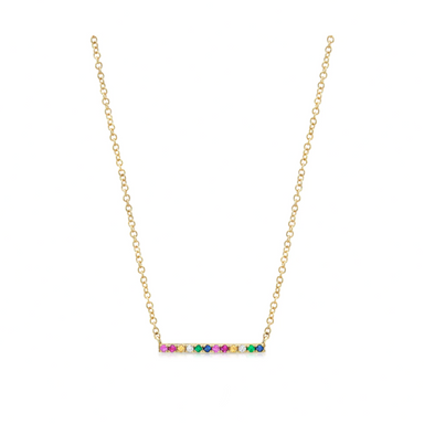 Mackenzie Rainbow Sapphire and Diamond Bar Necklace