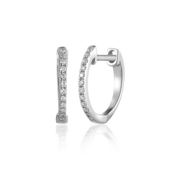 Rebecca Diamond Huggie Earrings in White Gold