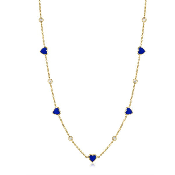 Reese Lapis and Diamond Heart Station Necklace