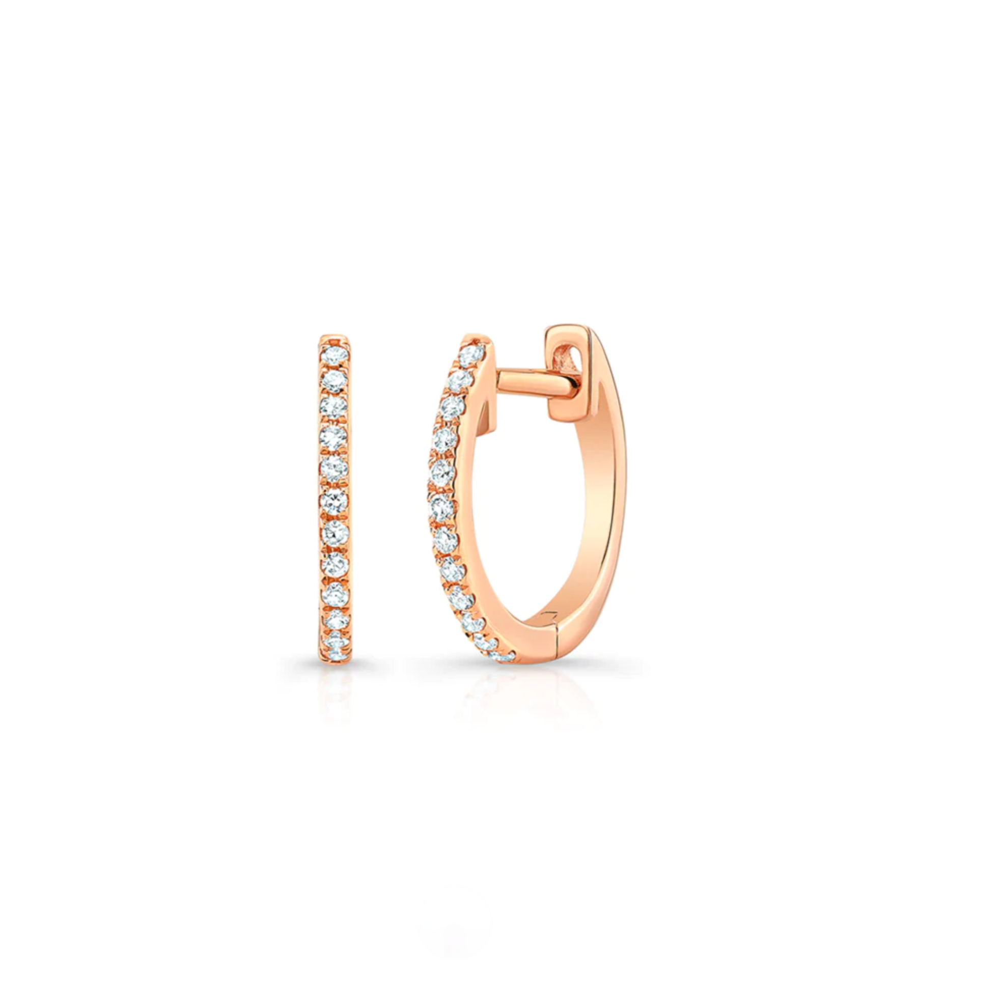 Becca Petite Diamond Huggie Earrings in Rose Gold