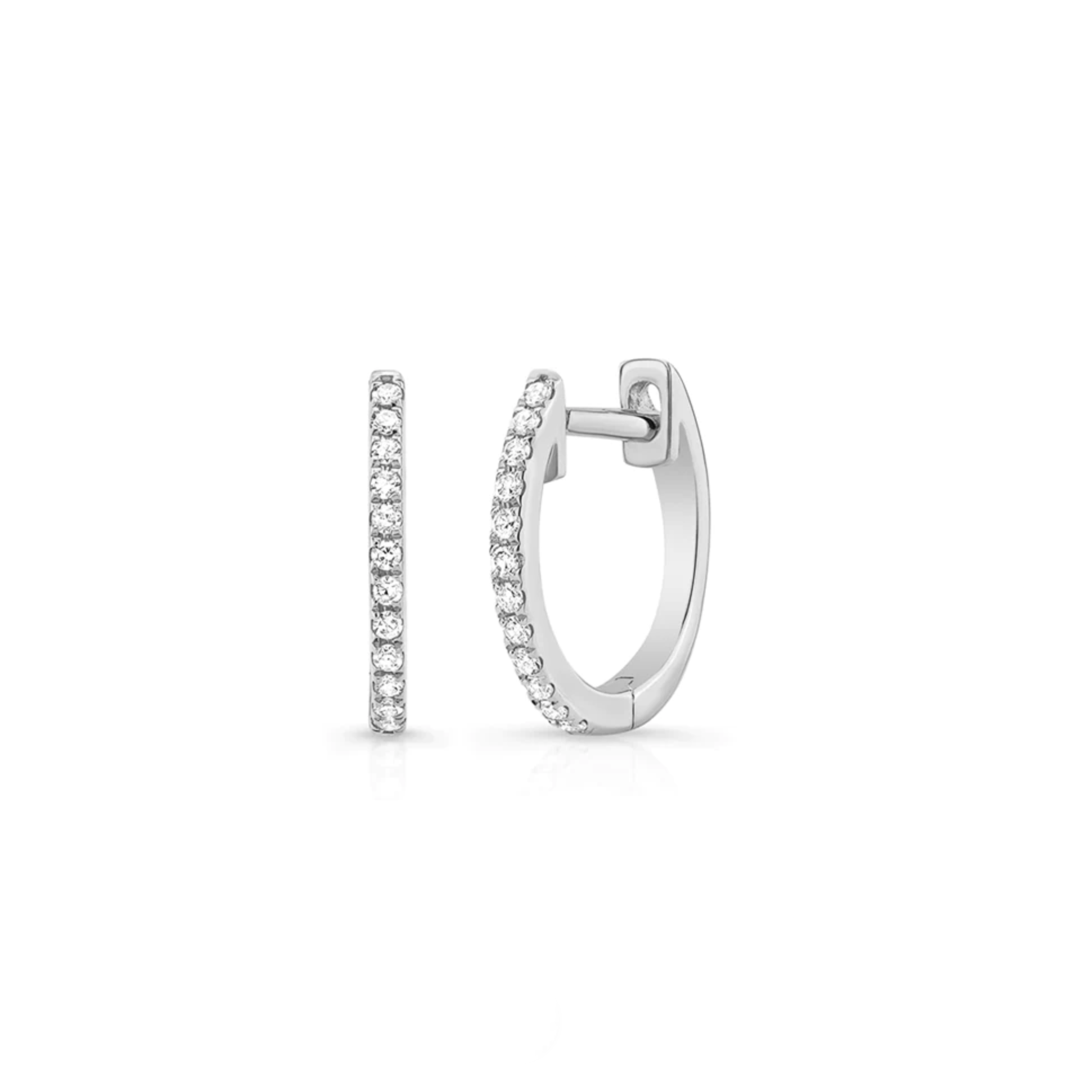 Becca Petite Diamond Huggie Earrings in White Gold