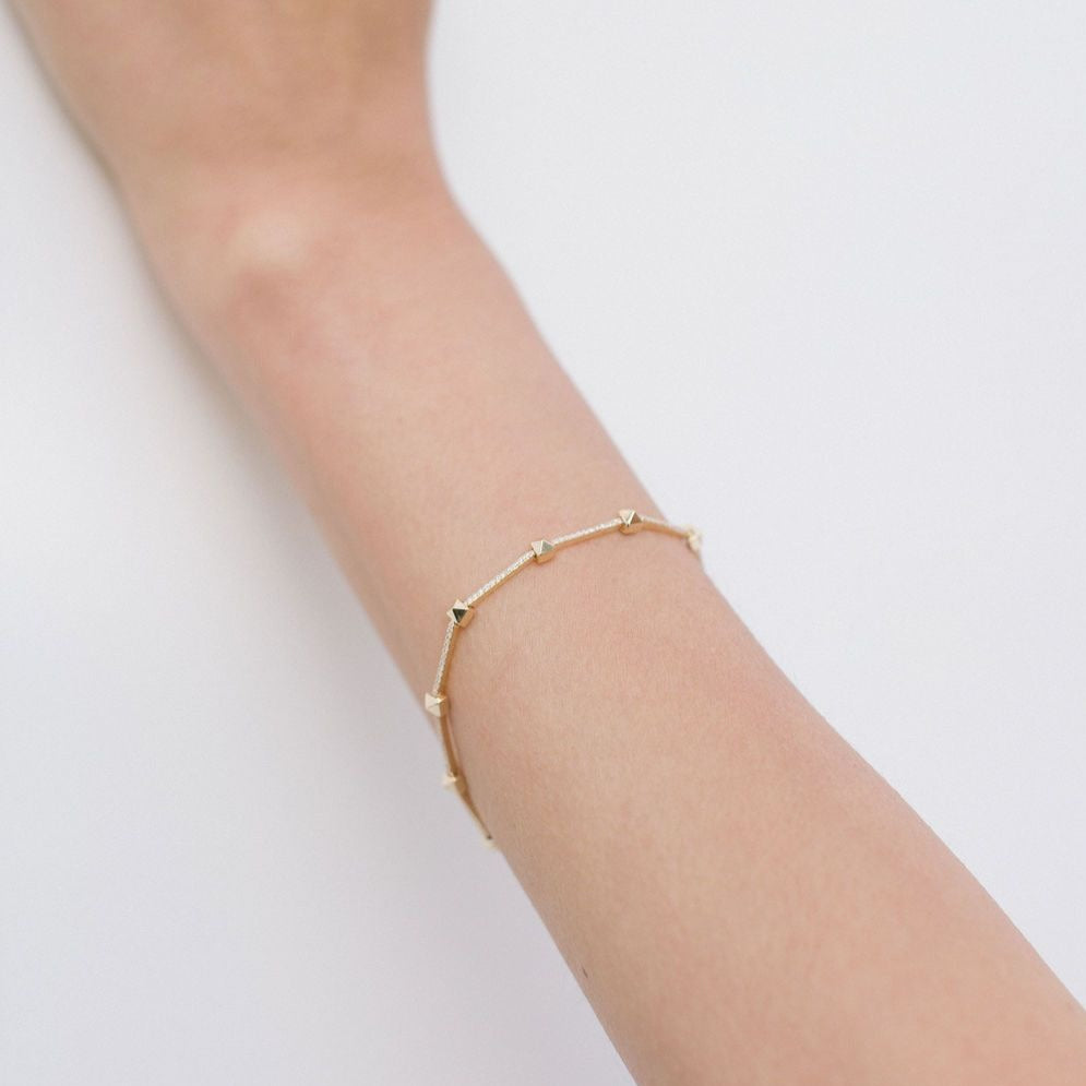 Diamond and Stud Link Bracelet