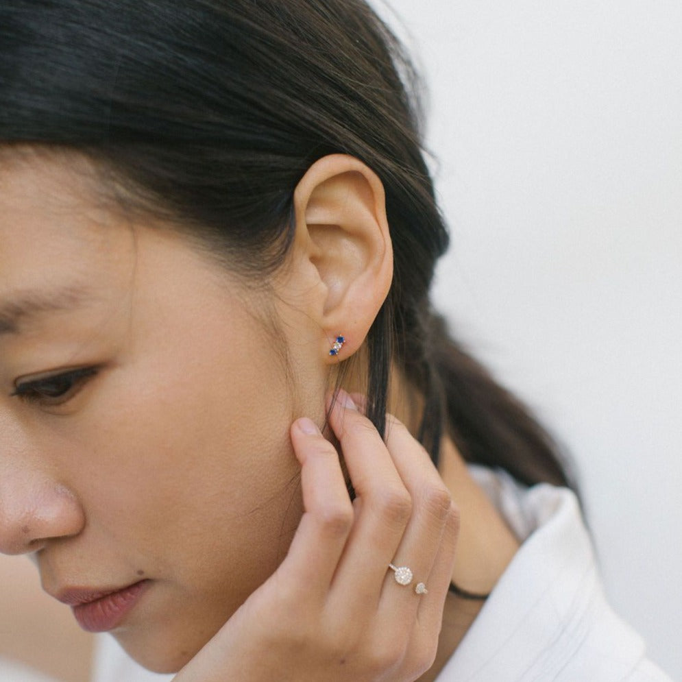 Vivian Blue Sapphire and Diamond Earrings