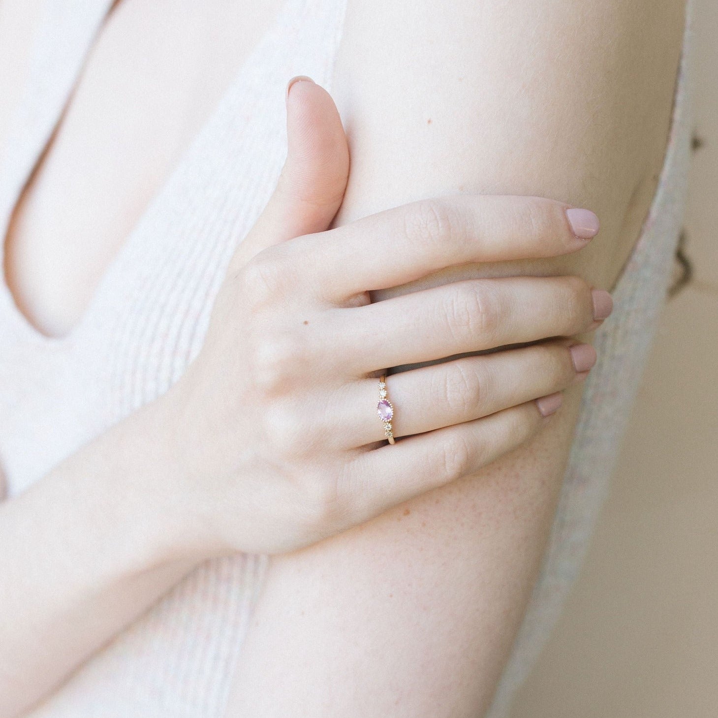 Molly Oval Pink Sapphire Diamond Ring