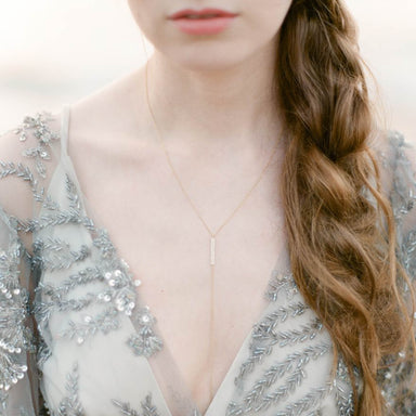 Diamond Bar Lariat Necklace