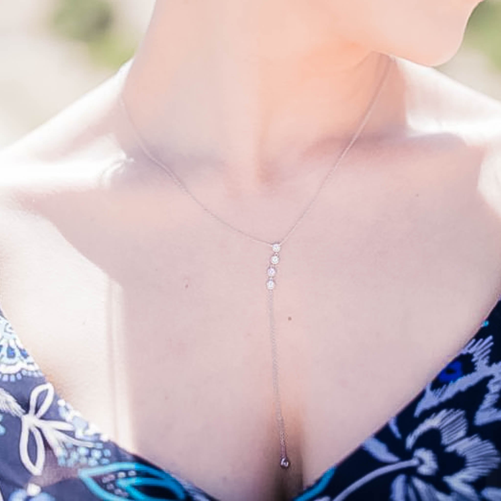 Diamond Bezel Lariat Necklace