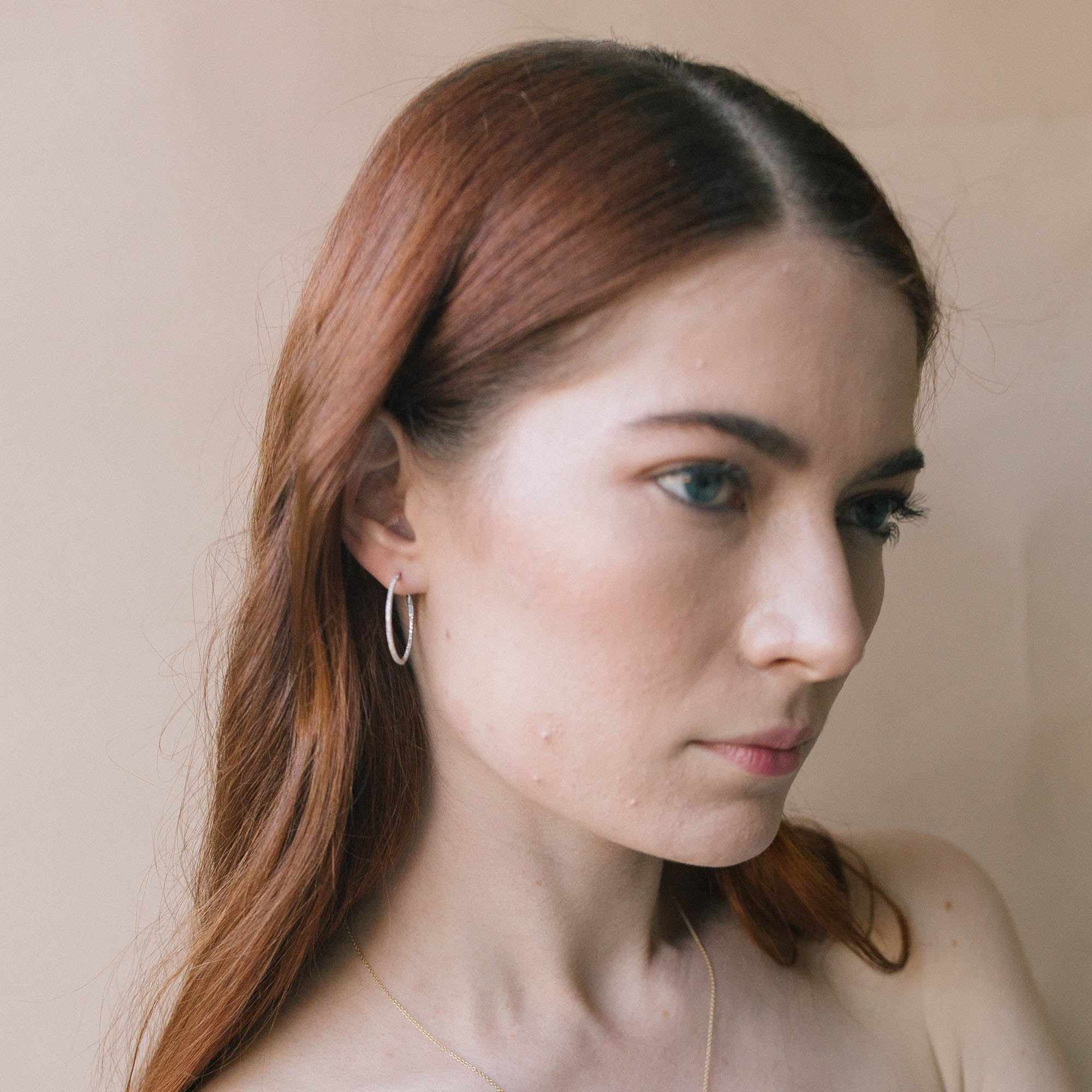 Diamond Hoop Earrings 1 inch