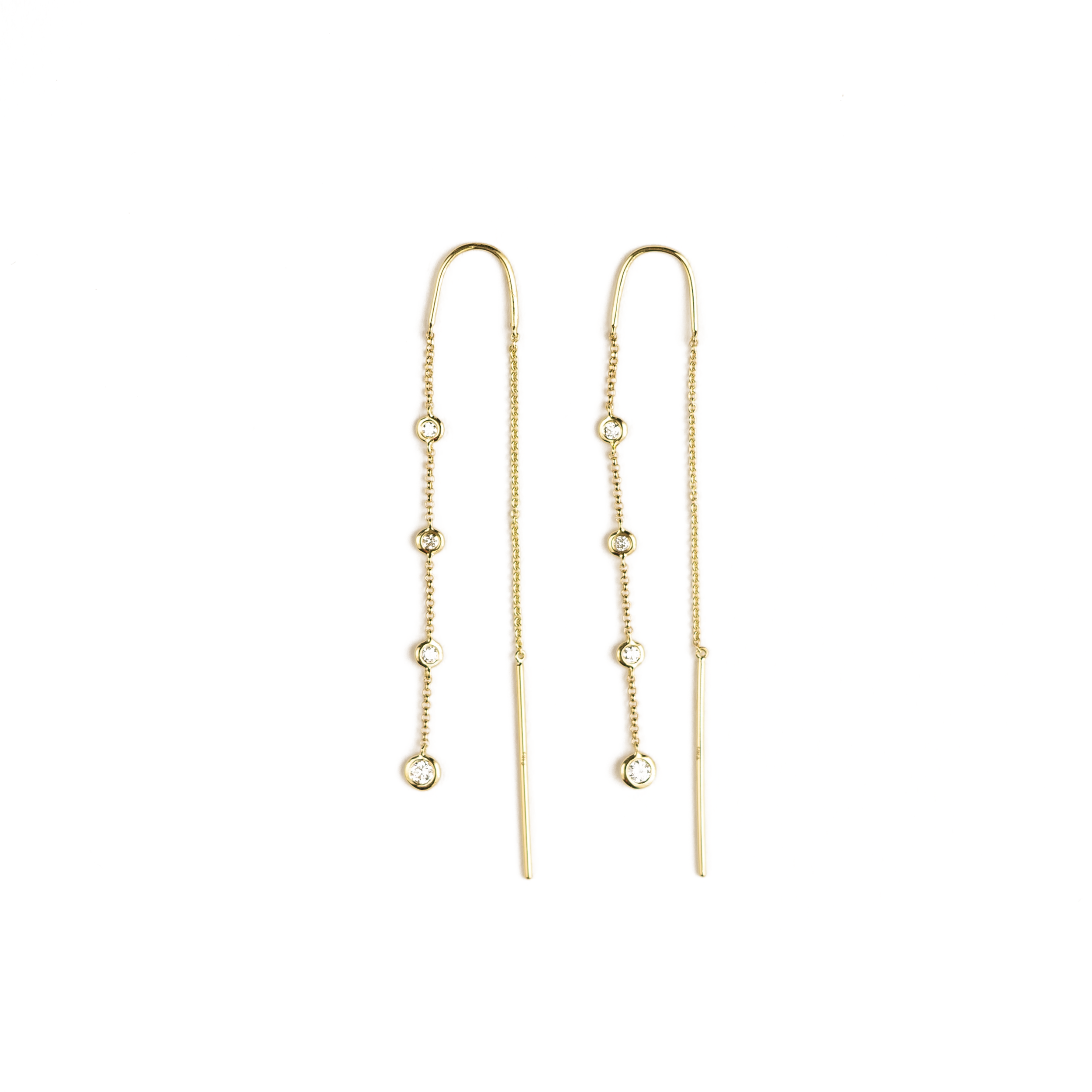 Lydia Dangling Bezel Chain Earrings