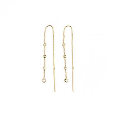 Lydia Dangling Bezel Chain Earrings