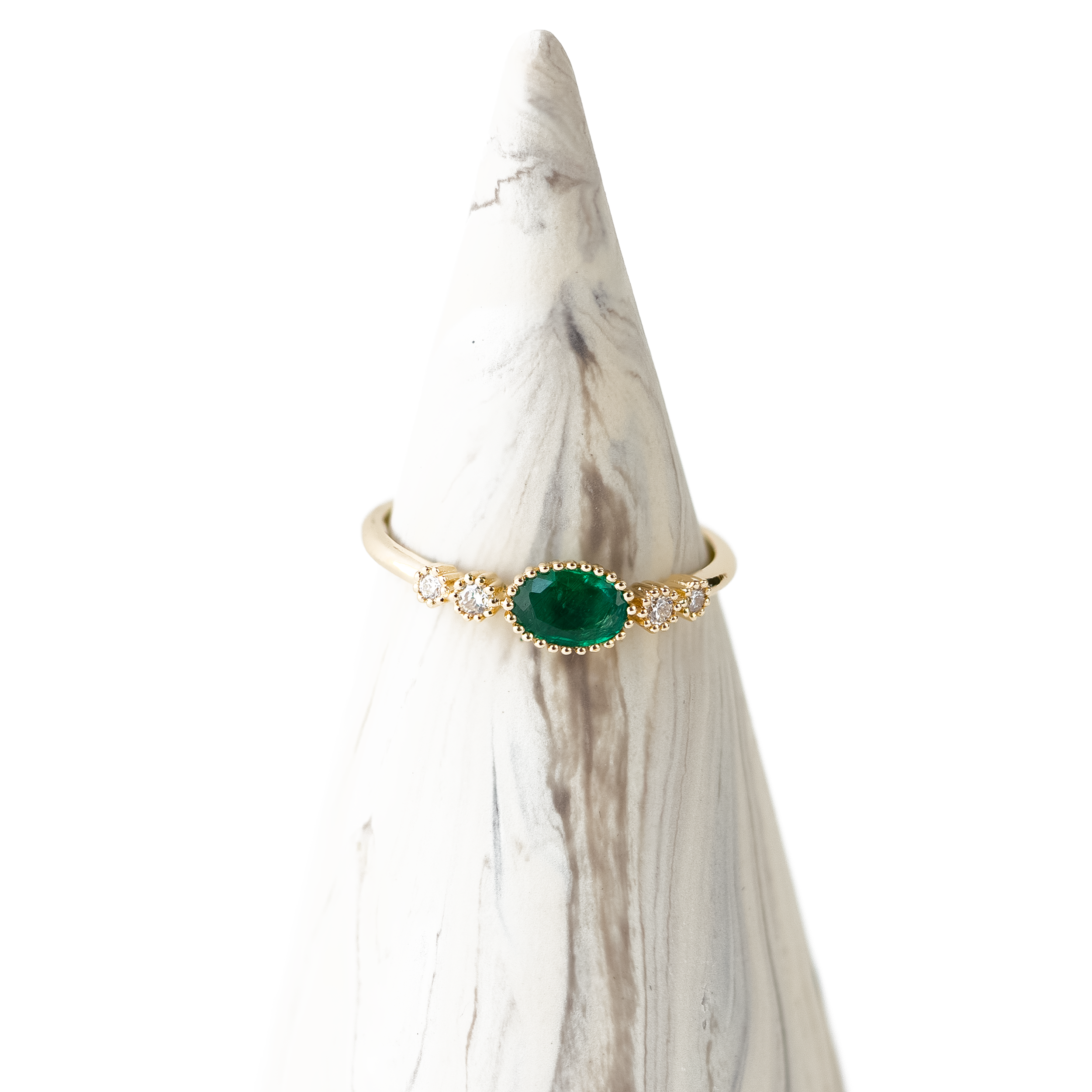 Elena Emerald and Diamond Ring