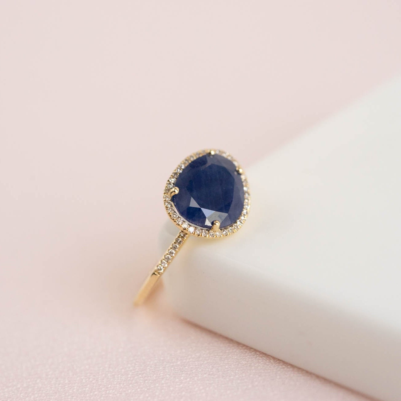 Faceted Blue Sapphire Ring