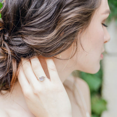 Faceted Labradorite and Diamond Ring