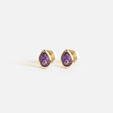 Jordyn Pear Shaped Amethyst Stud Earrings