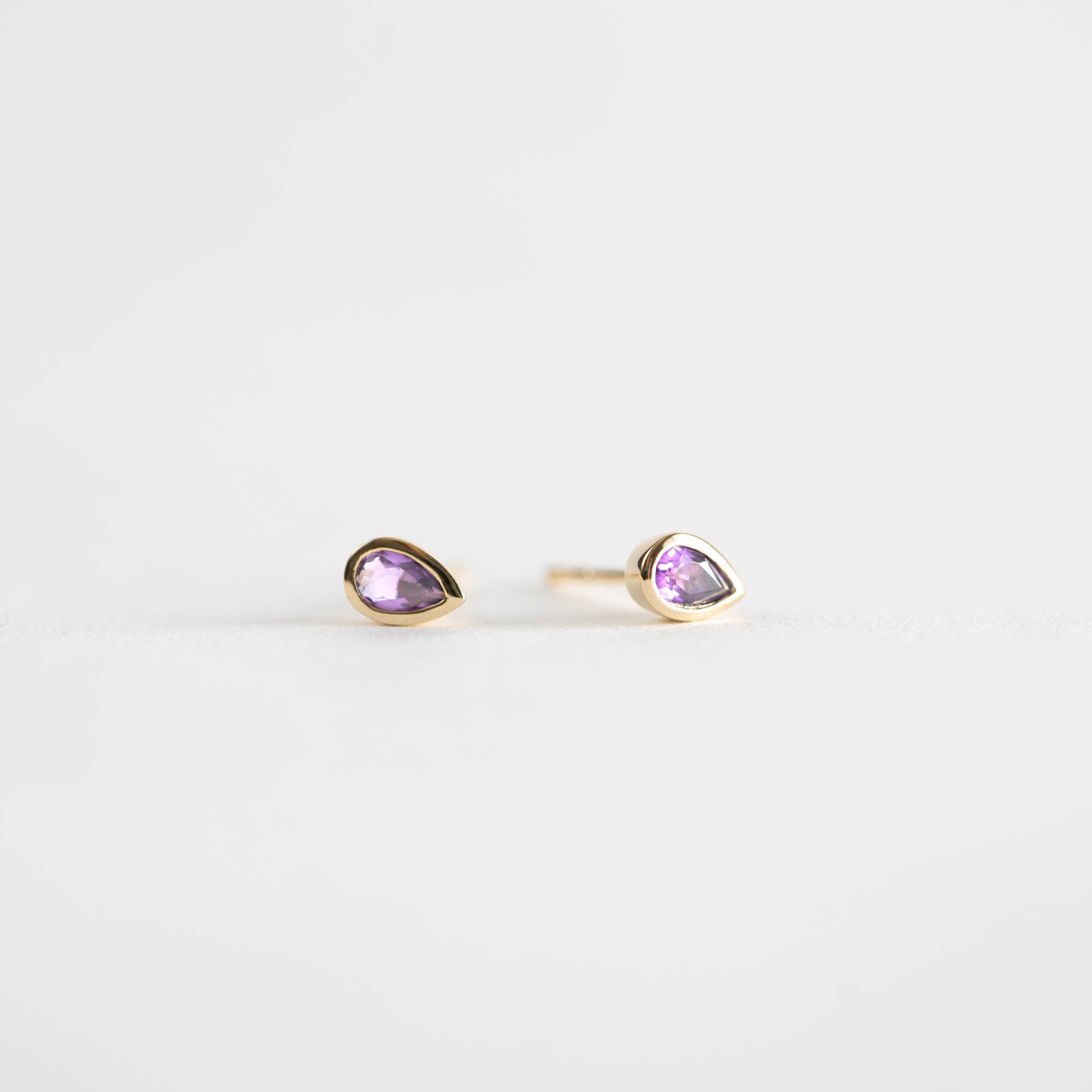 Jordyn Pear Shaped Amethyst Stud Earrings