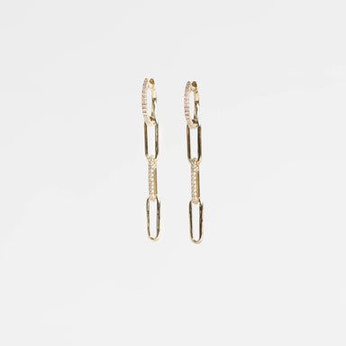 Lilly Paperclip Link Diamond Huggie Earrings