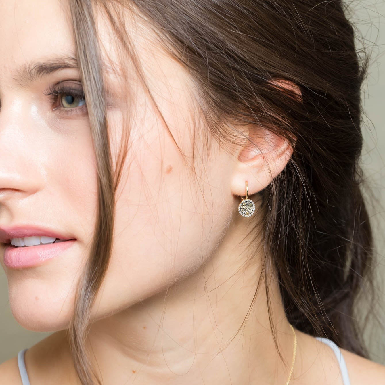 Champagne and White Diamond Meteorite Earrings