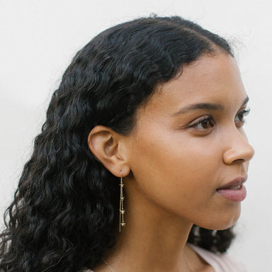 Skylar Dangling Star Chain Earrings on Model