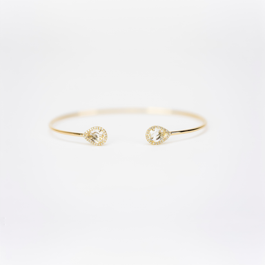 White Topaz  Open Cuff Bangle by Atheria Jewelry