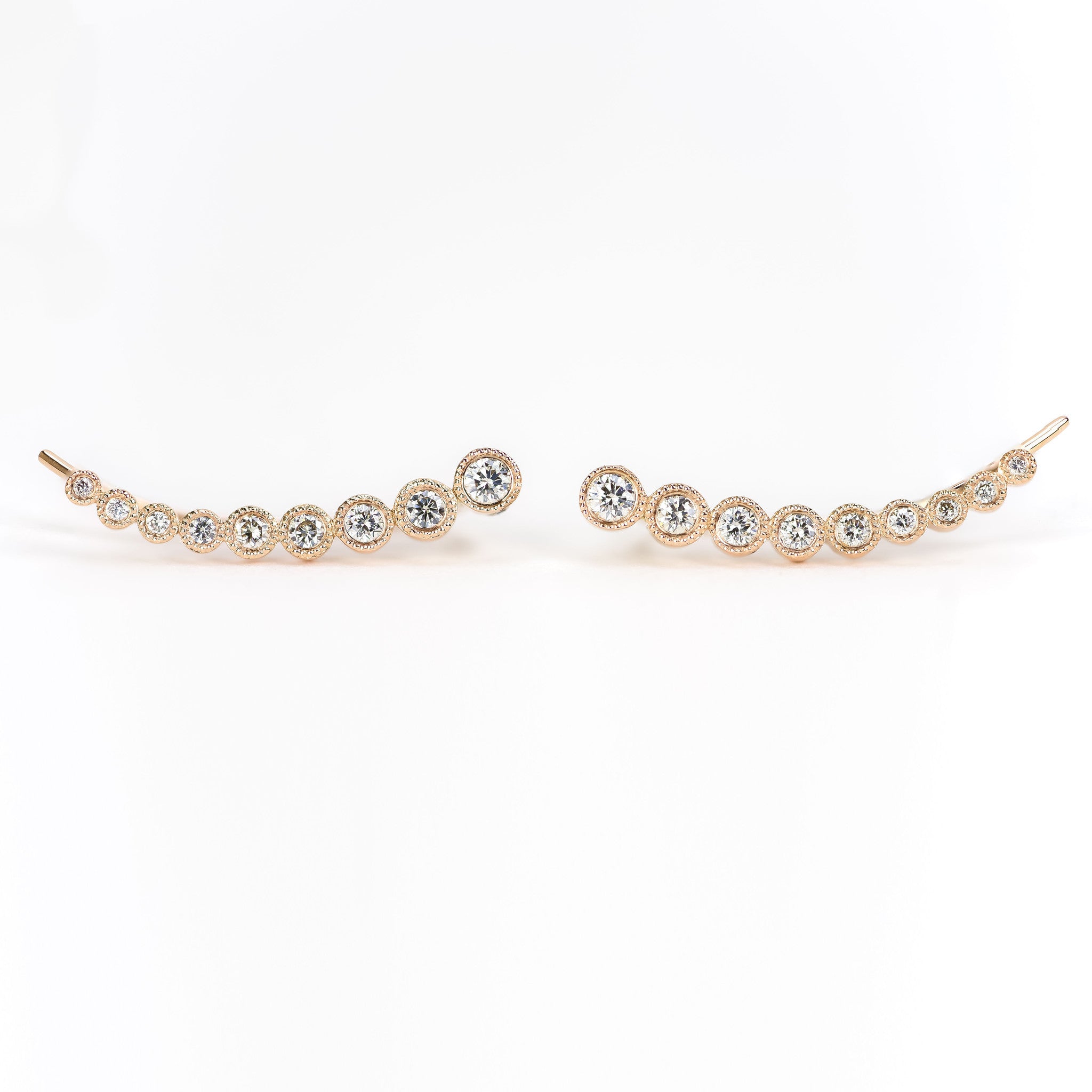 Graduated Diamond Bezel Ear Cuffs by Atheria Jewelry