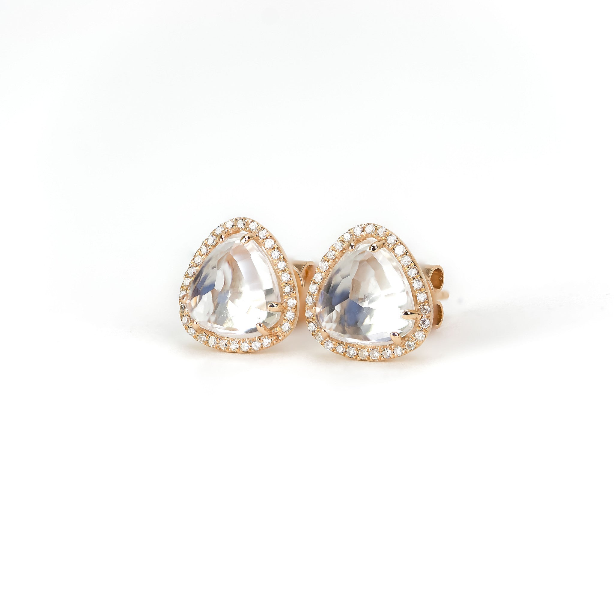 White Topaz and Diamond Earrings by Atheria Jewelry