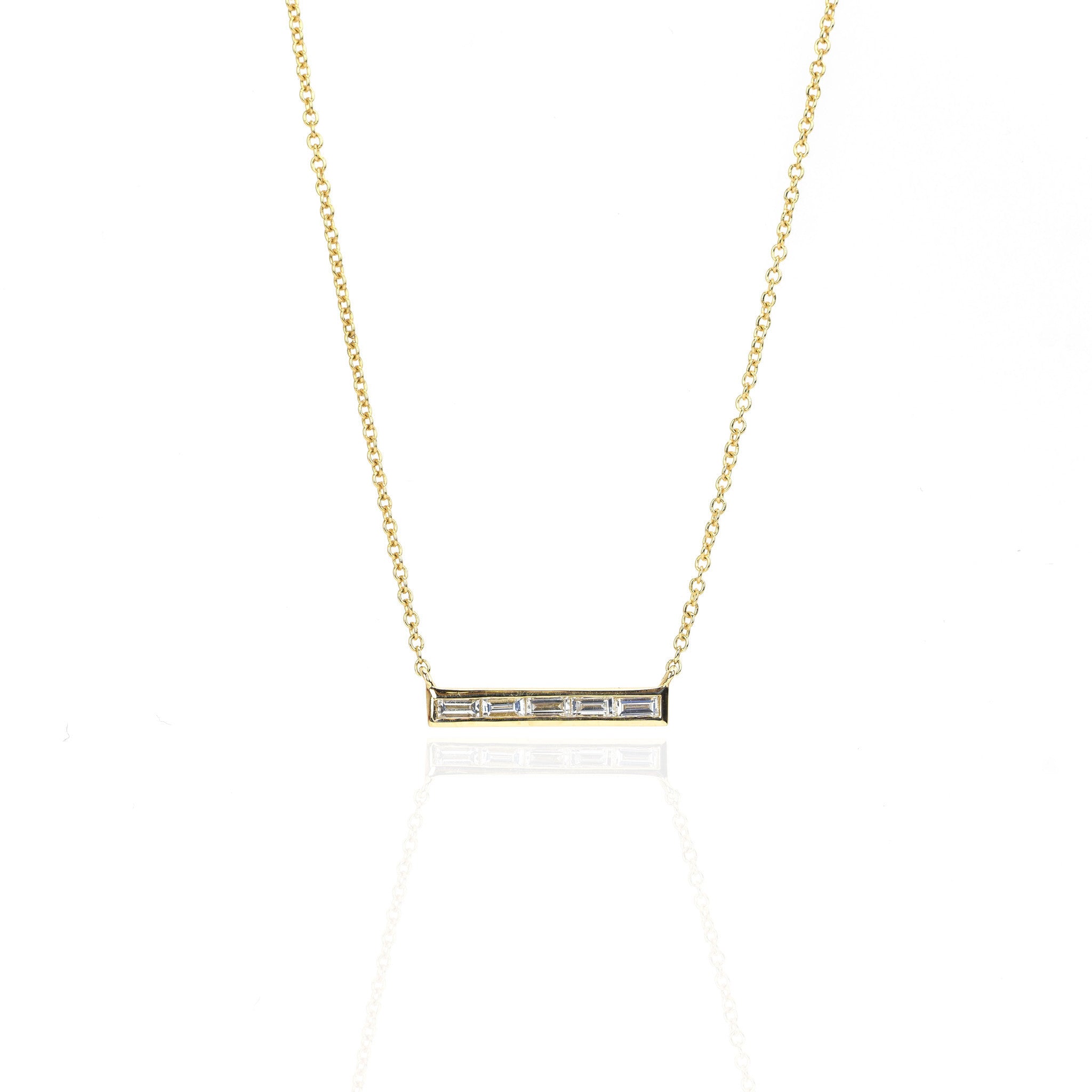 Baguette Diamond Bar Necklace by Atheria Jewelry