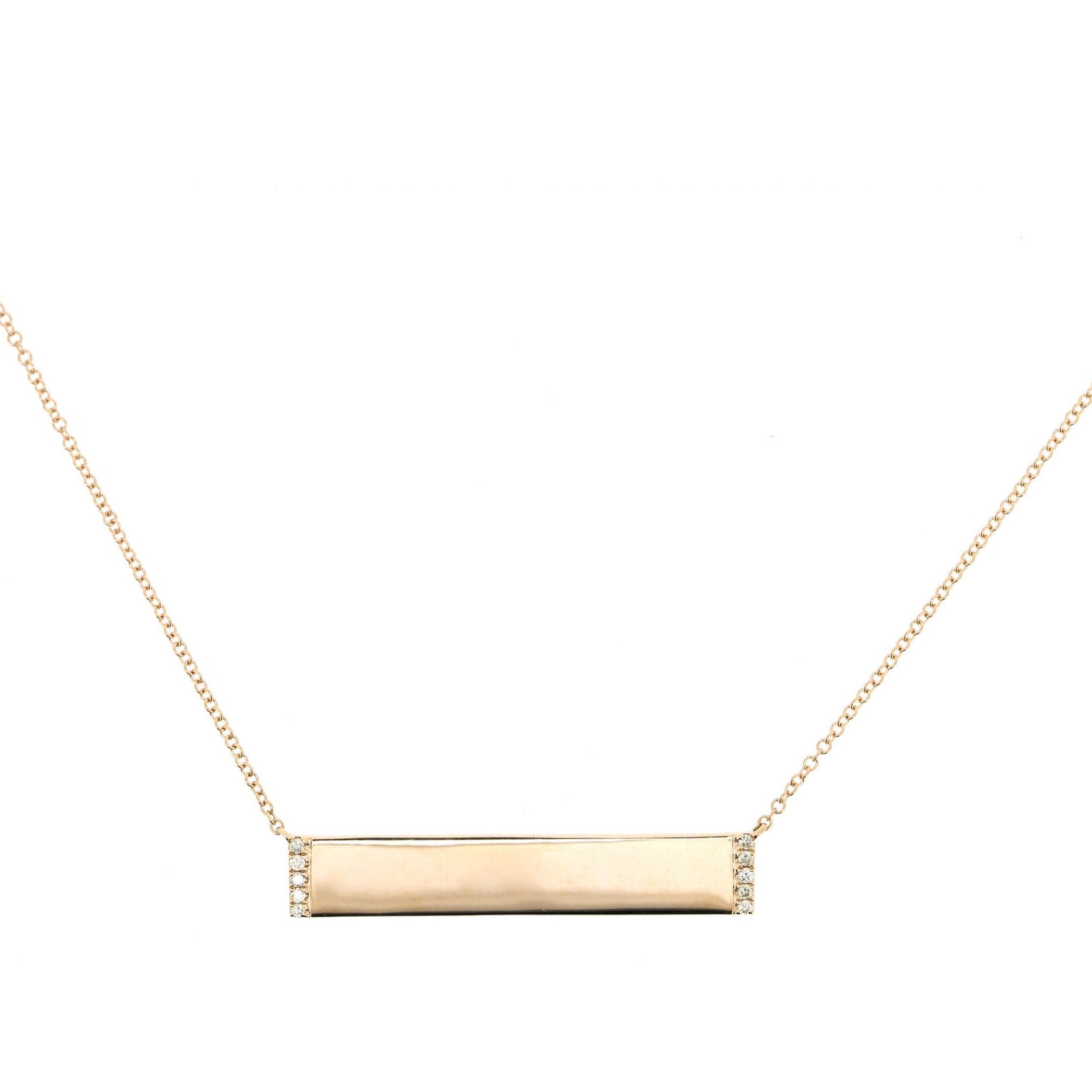 Diamond Bar Name Plate Necklace by Atheria Jewelry