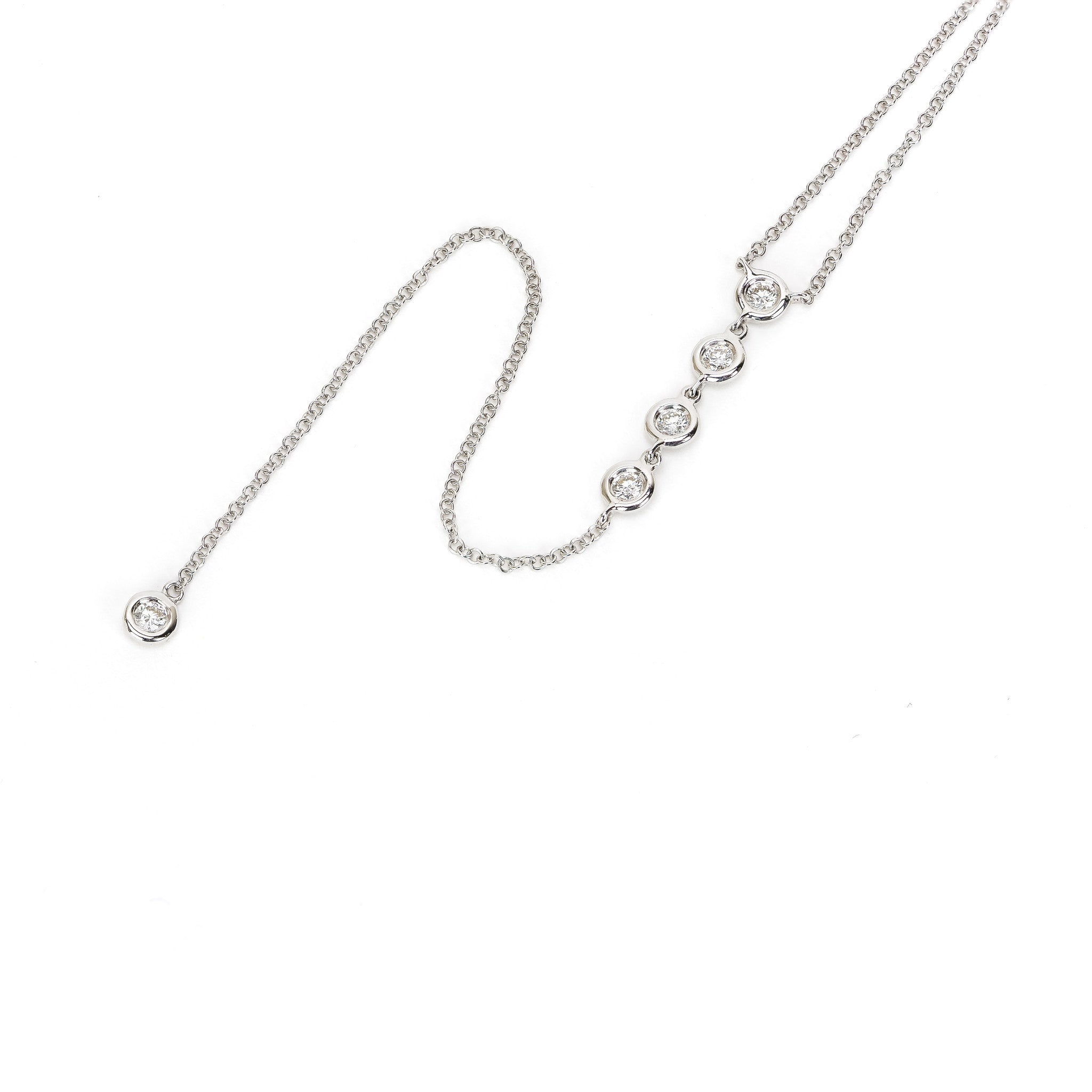 Diamond Bezel Lariat Necklace by Atheria Jewelry