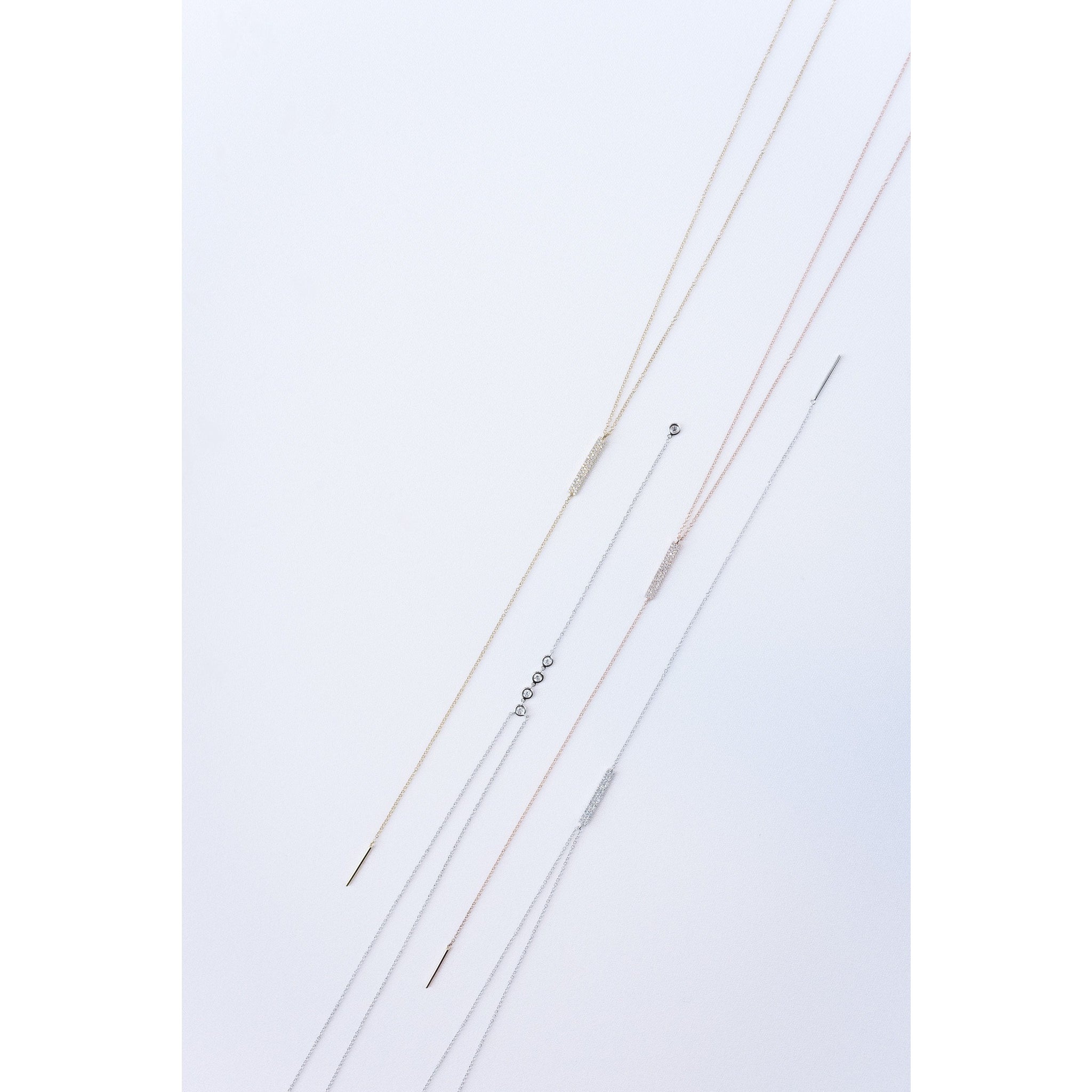 Diamond Bezel Lariat Necklace by Atheria Jewelry