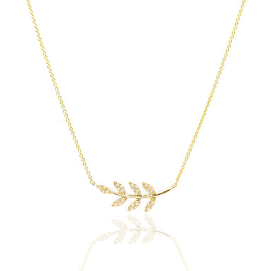 Diamond Leaf Necklace by Atheria Jewelry