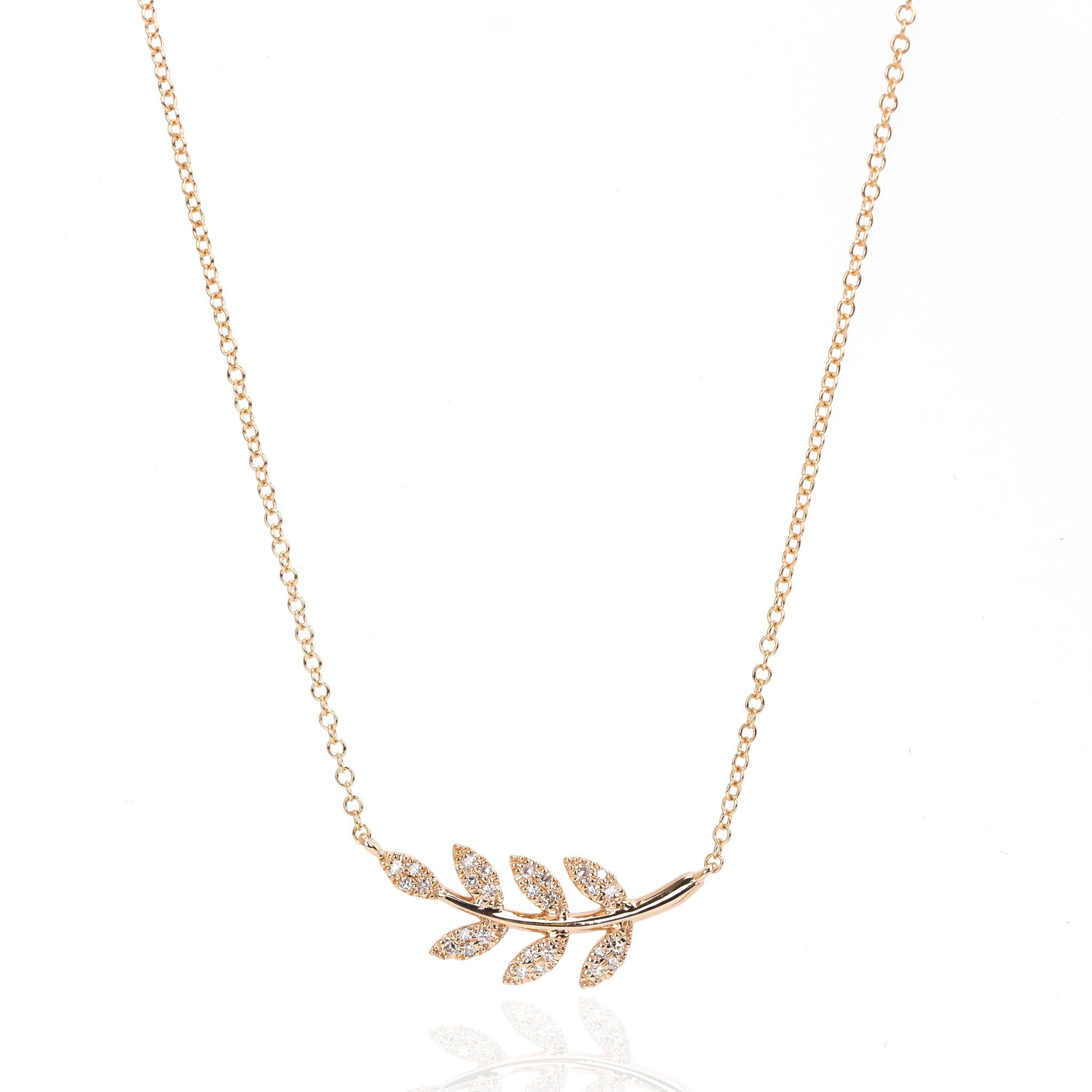 Diamond Leaf Necklace by Atheria Jewelry
