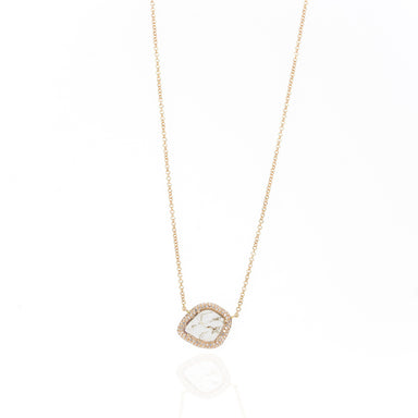 Diamond Slice Pendant with Pave Bezel Necklace by Atheria Jewelry