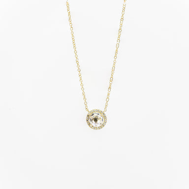 White Topaz Halo Necklace by Atheria Jewelry