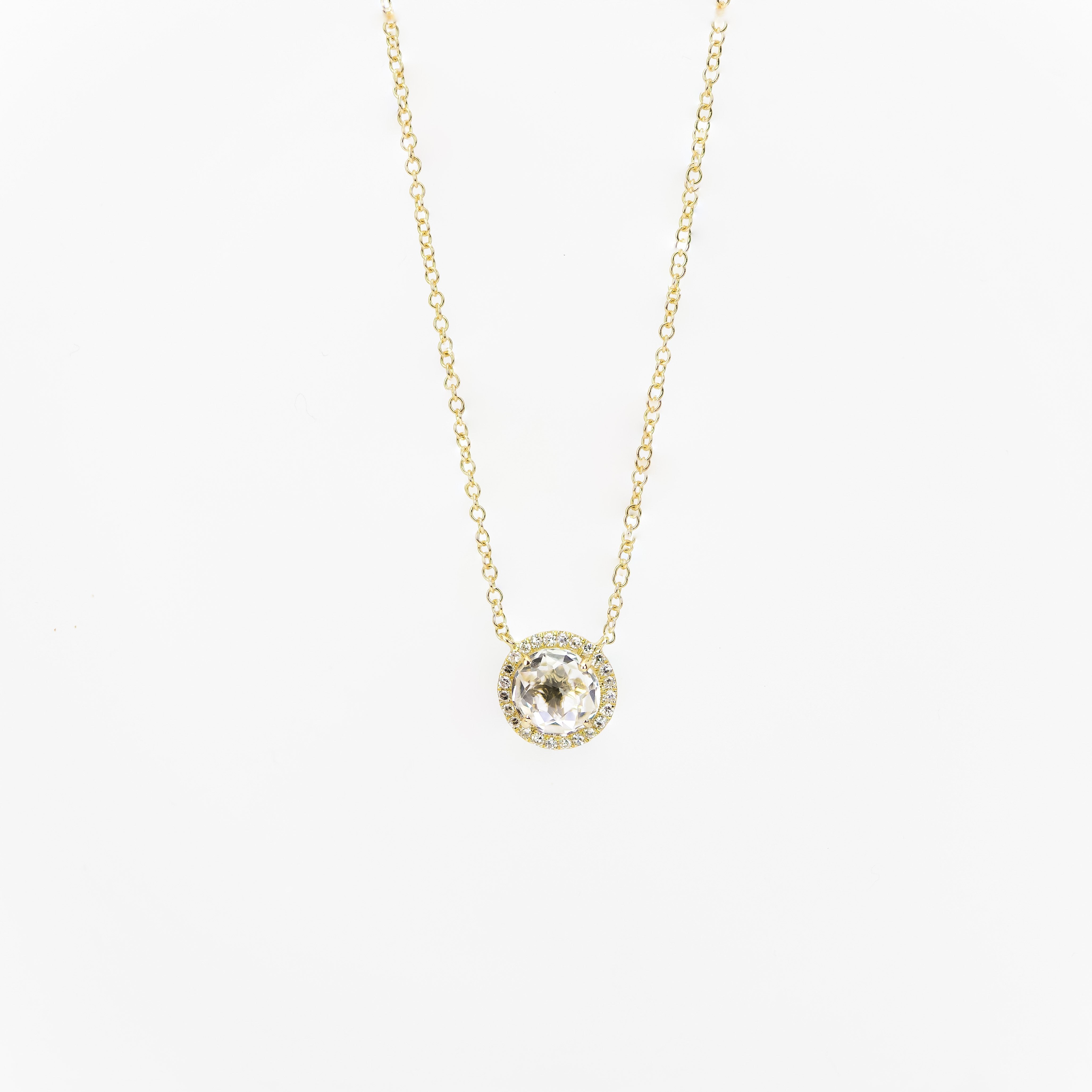 White Topaz Halo Necklace by Atheria Jewelry