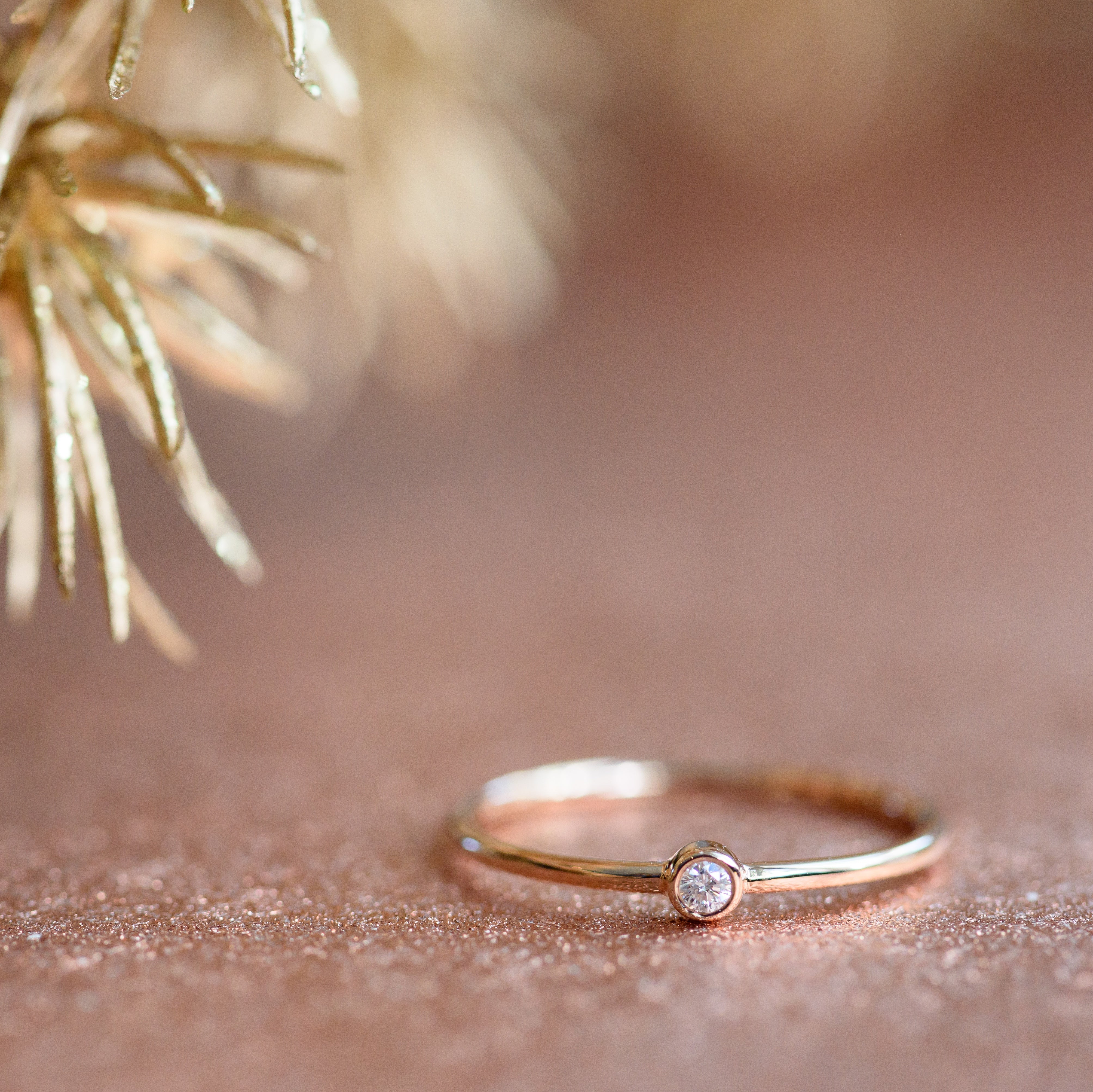 Riley Bezel Diamond Ring in Rose Gold