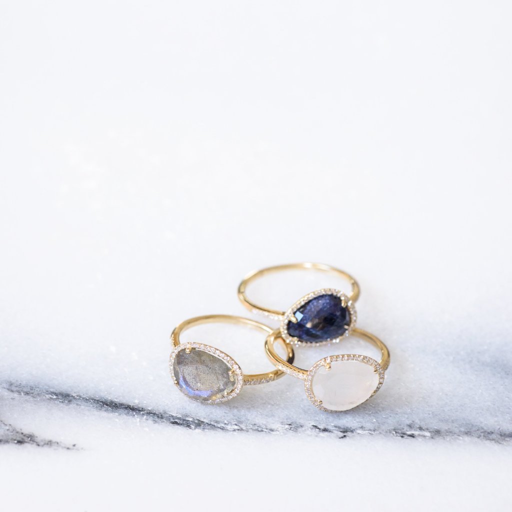 Faceted Blue Sapphire Ring by Atheria Jewelry