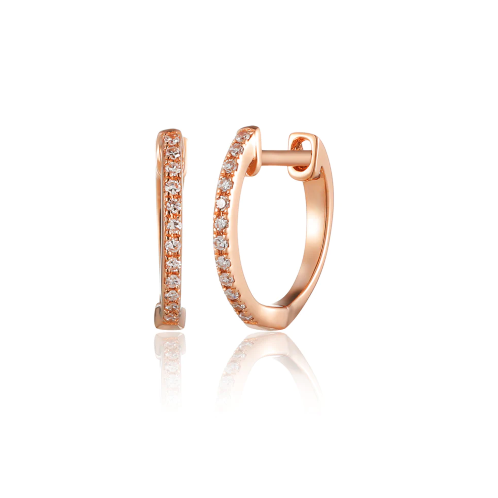 Rebecca Diamond Huggie Earrings in Rose Gold