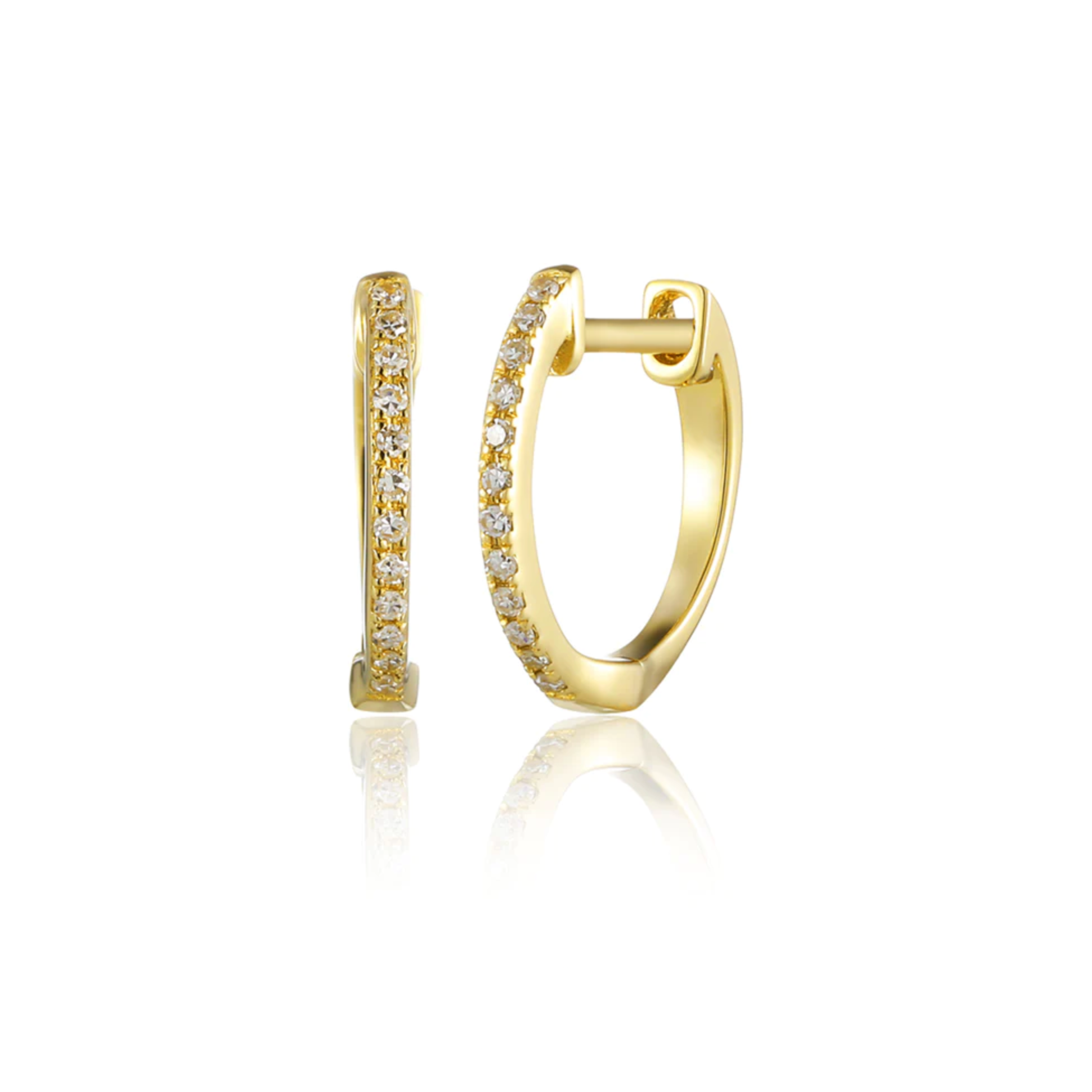Rebecca Diamond Huggie Earrings in Yellow Gold