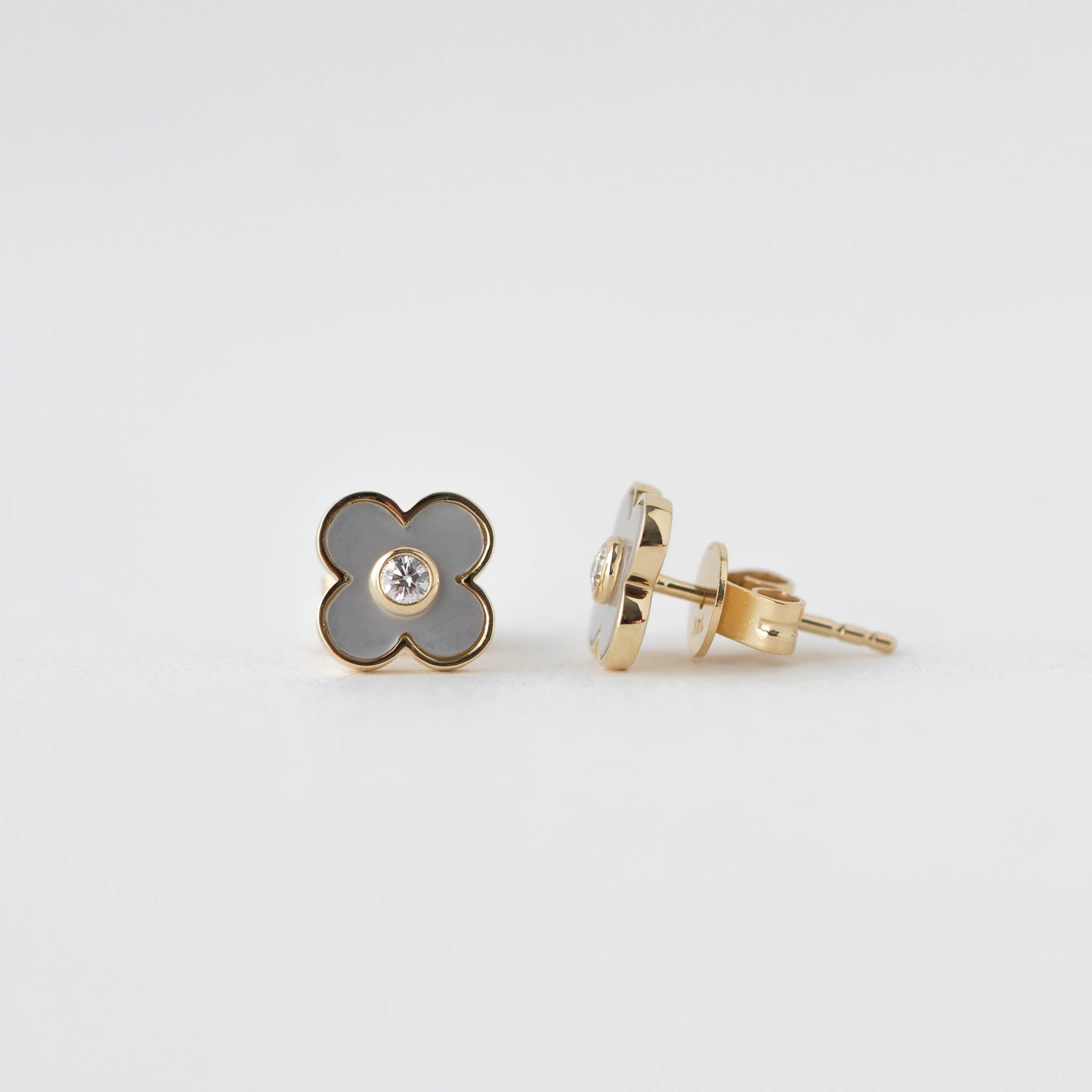 Alexis Mother of Pearl and Diamond Clover Earrings
