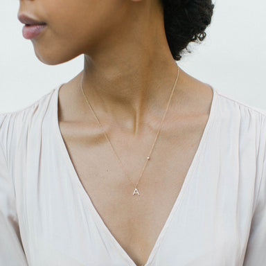 Alyssa Initial Diamond Necklace on Model