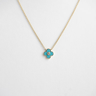 Andrea Turquoise and Diamond Clover Necklace
