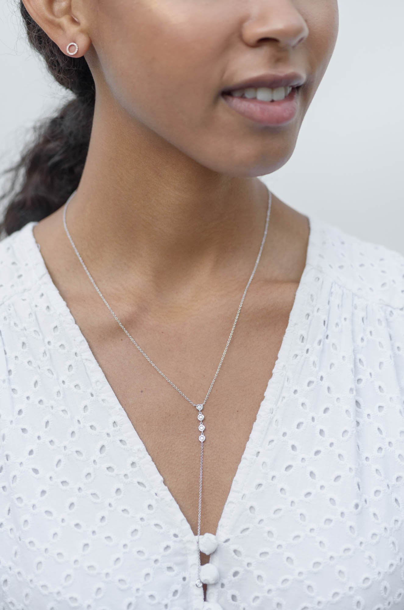 Diamond Bezel Lariat Necklace