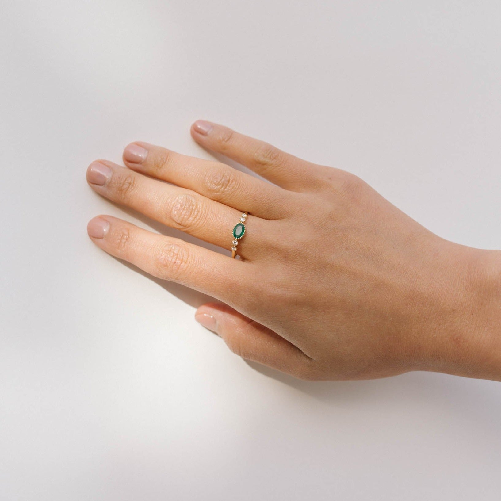 Elena Emerald and Diamond Ring