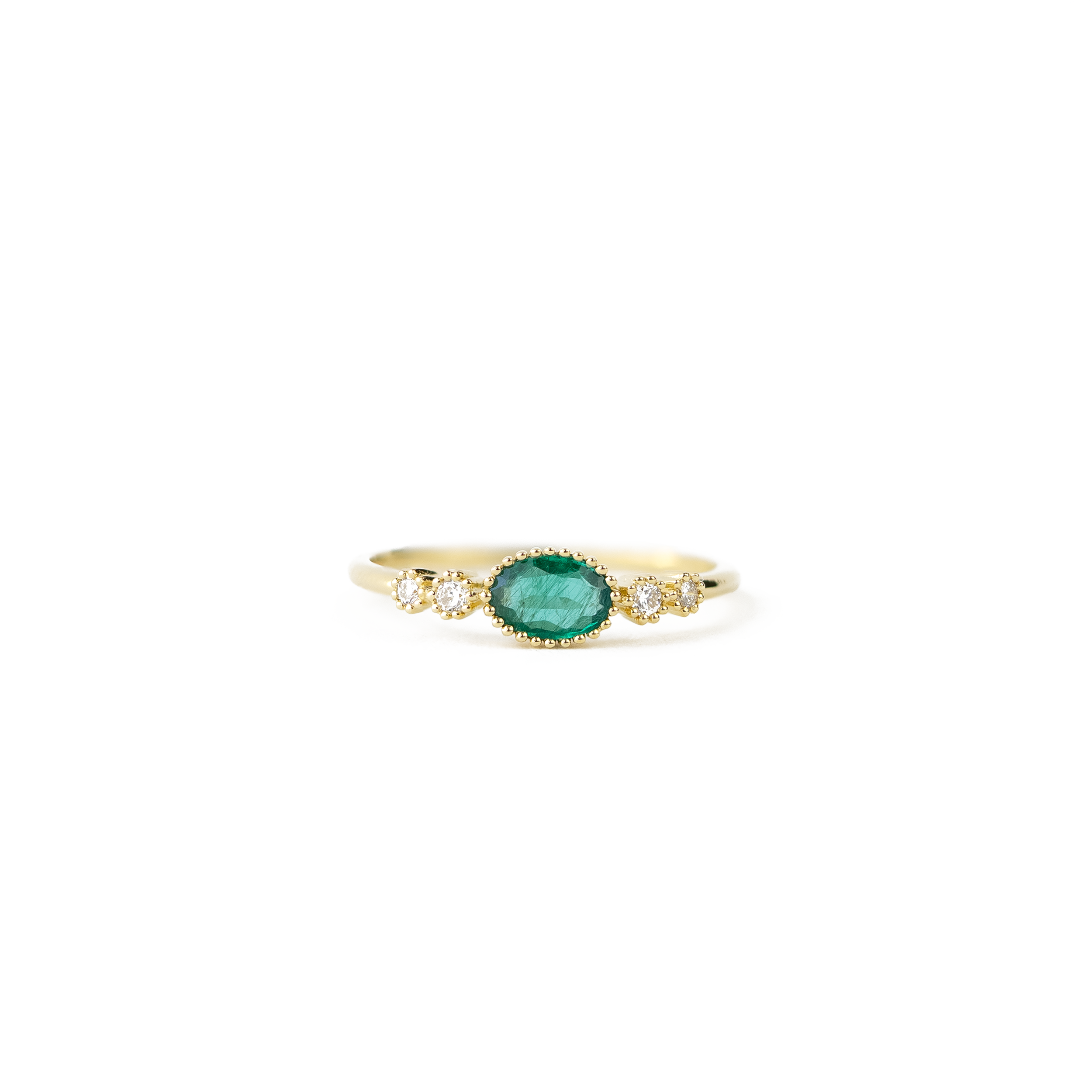 Elena Emerald and Diamond Ring
