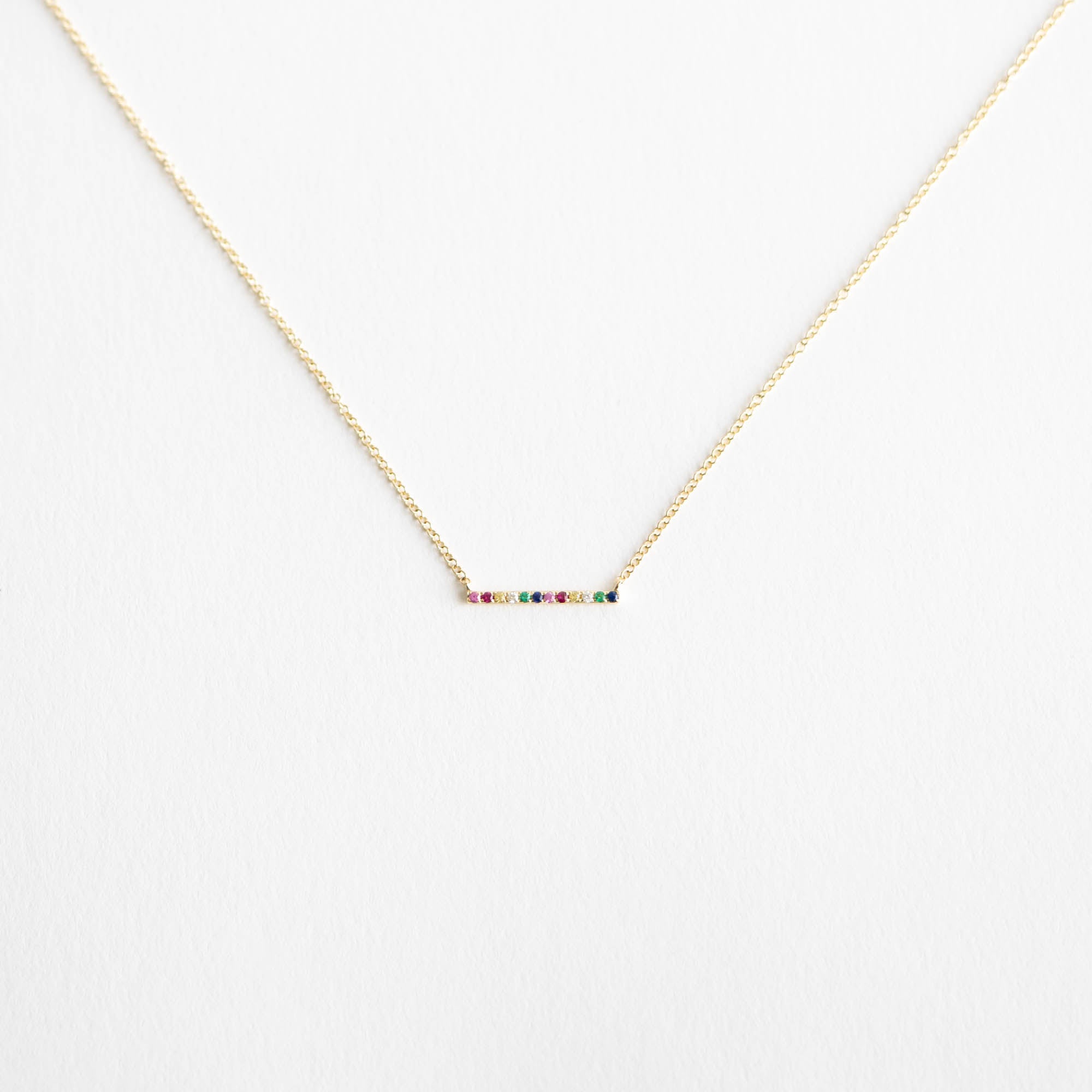 Mackenzie Rainbow Sapphire and Diamond Bar Necklace