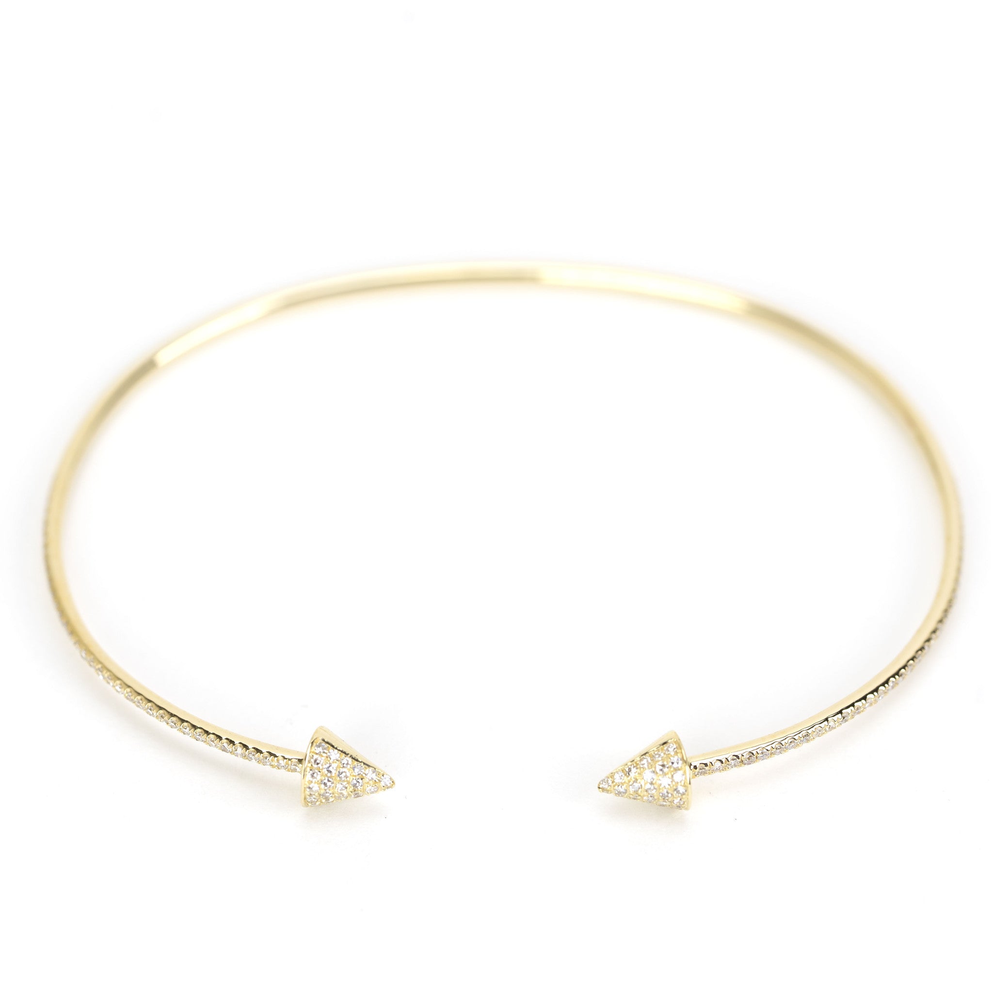 Diamond Spike Open Cuff Bangle by Atheria Jewelry