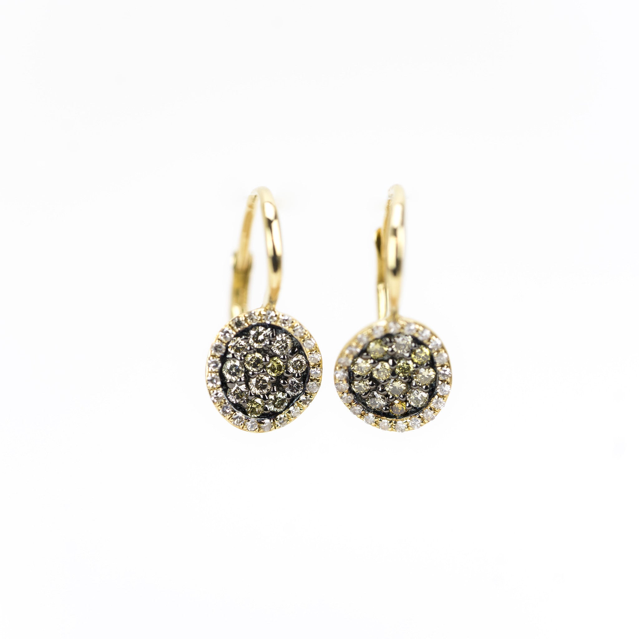 Champagne and White Diamond Meteorite Earrings by Atheria Jewelry