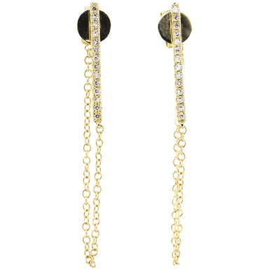 Diamond Bar + Chain Earrings by Atheria Jewelry