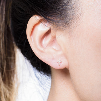 Grace Diamond Cross Earring Studs by Atheria Jewelry