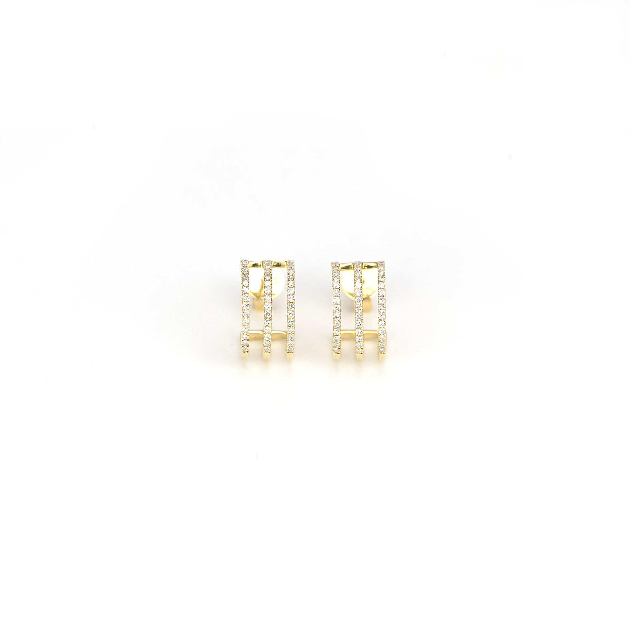 Tri Huggies Diamond Earrings by Atheria Jewelry